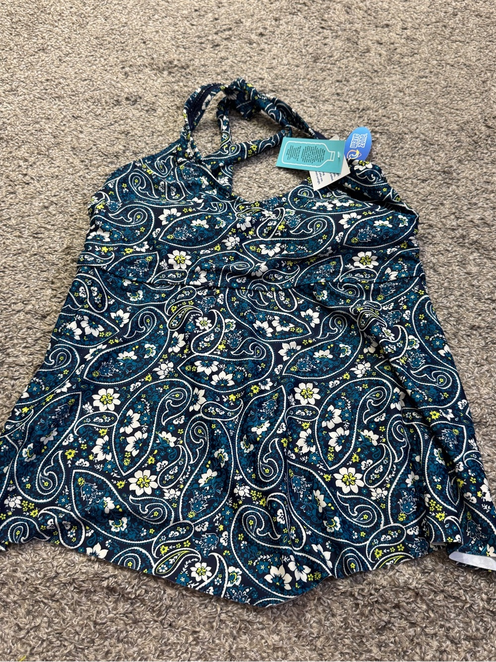 Wave Zone Halter Tankini Top Floral